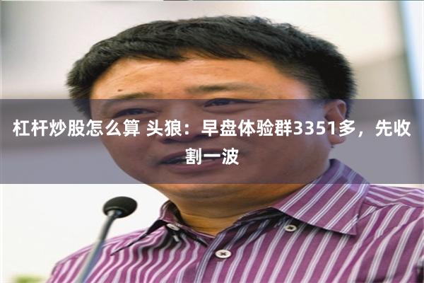 杠杆炒股怎么算 头狼：早盘体验群3351多，先收割一波