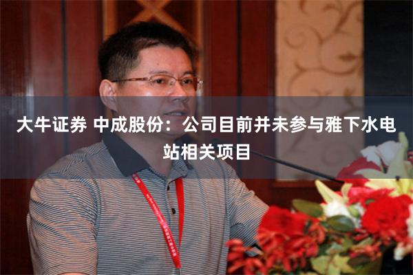 大牛证券 中成股份：公司目前并未参与雅下水电站相关项目